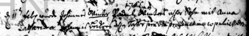 Marriage of Johannes Winter & Anna Catharina Becker.